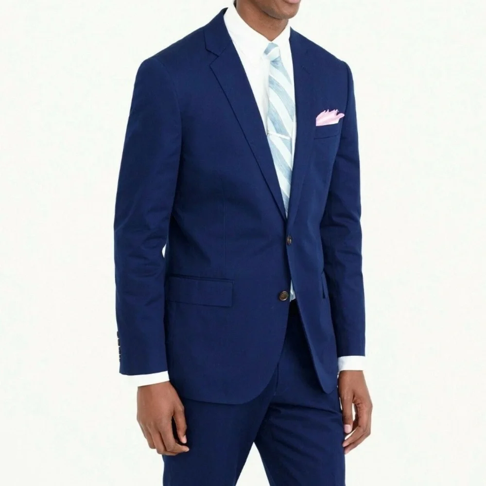 J. Crew $348 Navy Ludlow Slim-fit Suit Jacket in Italian Cotton Chino Sz 38R/M